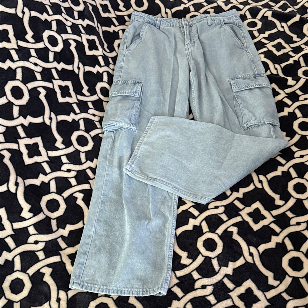 Light Blue Jean Cargo Pants